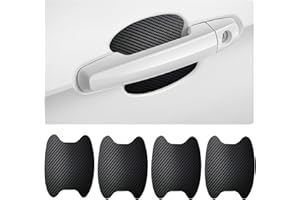 Augeny 4 PCS Car Door Handle Scratch Protectors, Carbon Fiber Texture Auto Door Handle Paint Guard, Anti-Scratches Door Side Handle Protective Films(Black)