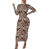 Women's Long Sleeve Bodycon Dress - Maxi Casual Fall Club Party Long Tight Pencil Dresses