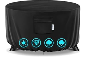 Varietyface 36" Round Fire Pit Cover – Heavy-Duty Waterproof Oxford, Buckle Straps, Air Vents & Drawstring – Windproof & UV-Resistant for Worry-Free Year-Round Protection on Patio Fire Pits & Tables