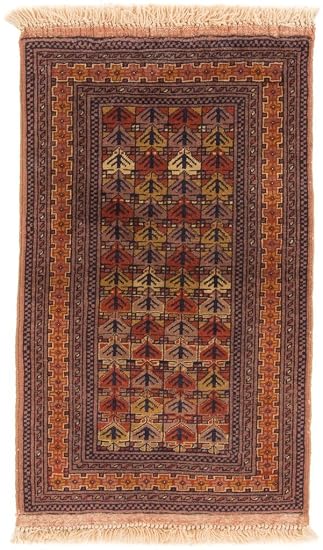 Carpetfine Afghan Teppich 54x88 Braun Handgeknupft