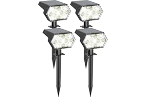 Kaxiida Solar Lights Outdoor Waterproof IP68, 25% High Conversion Efficiency Rate & 3 Modes Upgrade Pro Max 92 LED Bright Solar Spot Lights Outdoor (Cold White,4 Pack)