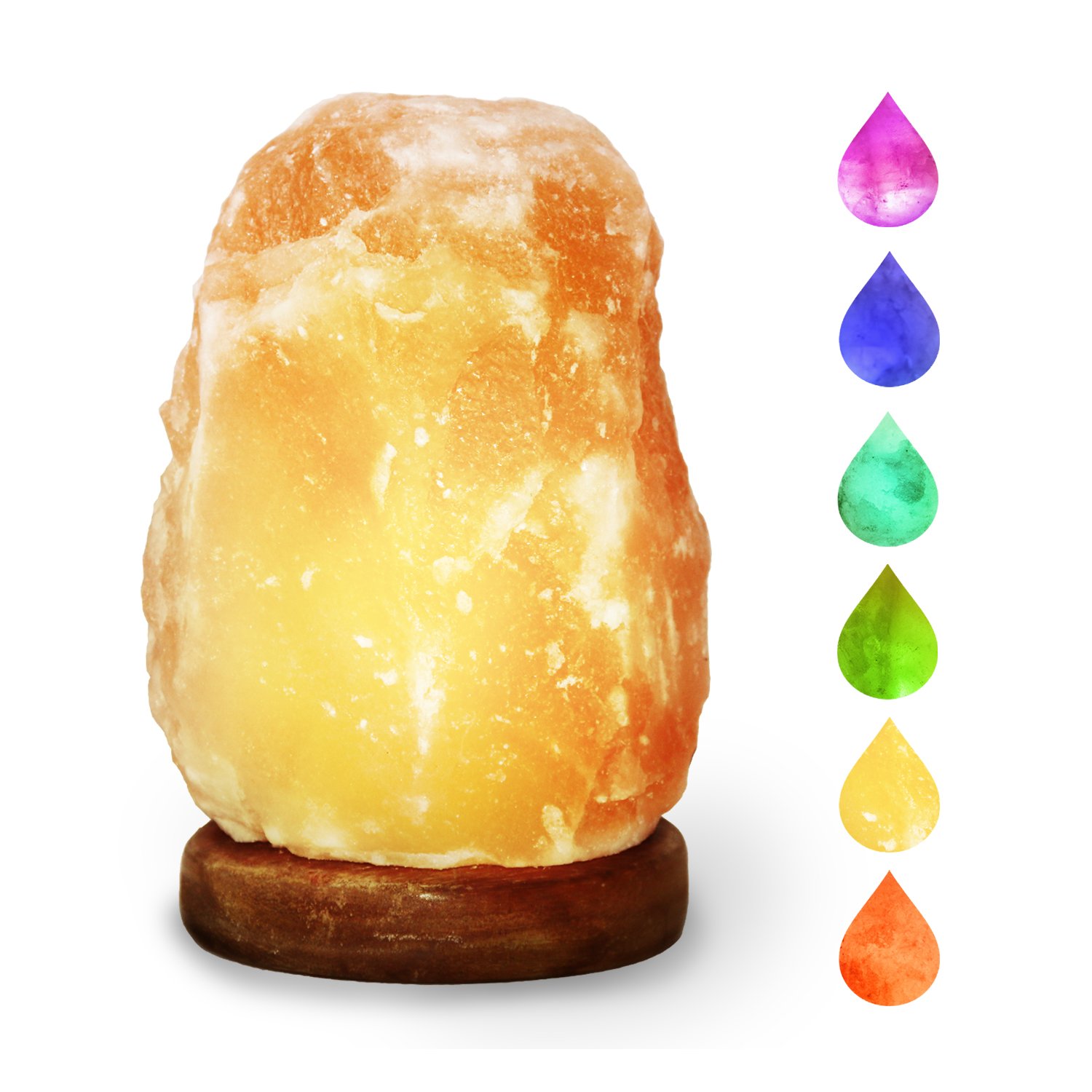 HOCINA Natural Himalayan Rock Salt Mini Lamp Multi Color Change with Wood Base, USB Powered & LED (Bulbs Included) For Baby Room 1.8lbs 4 inch