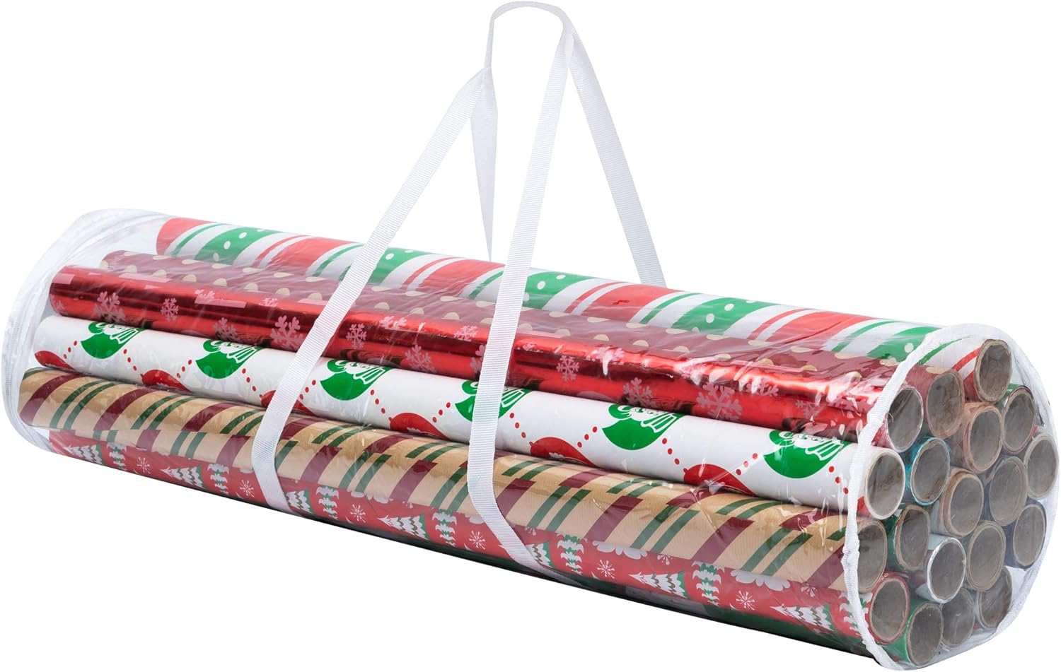 Joiedomi Clear Gift Wrap Organizers Set, Christmas Wrapping Paper Storage Bag Wrapping Paper Holder Made from Water Proof PVC and Fabric Fits Up to 20 Standard Rolls (2 Pack): Home & Kitchen
