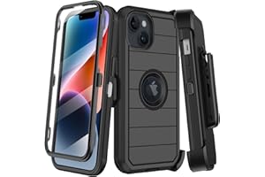 KECAI for iPhone 14 Plus Case with Belt Clip Holster,Built-in Screen Protector,Heavy Duty Shockproof Drop Protection Military Grade Rugged Phone Cover with Kickstand for Apple 14 Plus 6.7“ (Black)
