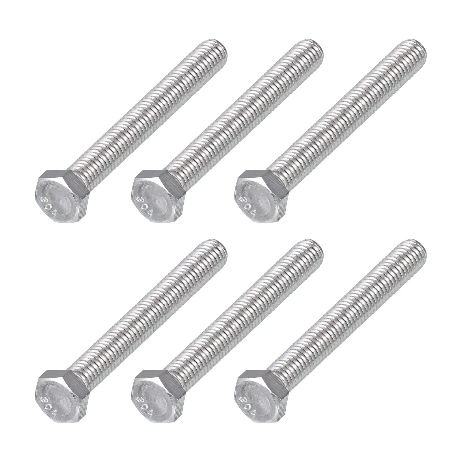 METALLIXITY Hex Head Bolts (3/8-16 x 3") 6Pcs, 304 Stainless Steel 18-8, Fully Threaded, External Hex Drive, Plain Finish, Hex Head Screw Bolt, Silver — image 1