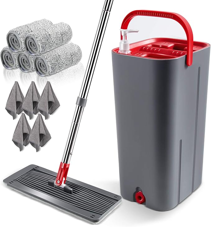 Masthome Flat Mop and Buckets Sets Self Wash and Dry Floor Cleaning Mop