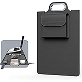 MicroPack Laptop Sleeve with Wireless Charging, Built-in Detachable Accessory Organizer and Metal Handle, Mouse Pad and Stand, Leather Laptop Bag for 15 Inch MacBook/HP/Dell, Watch, Headphones - Black