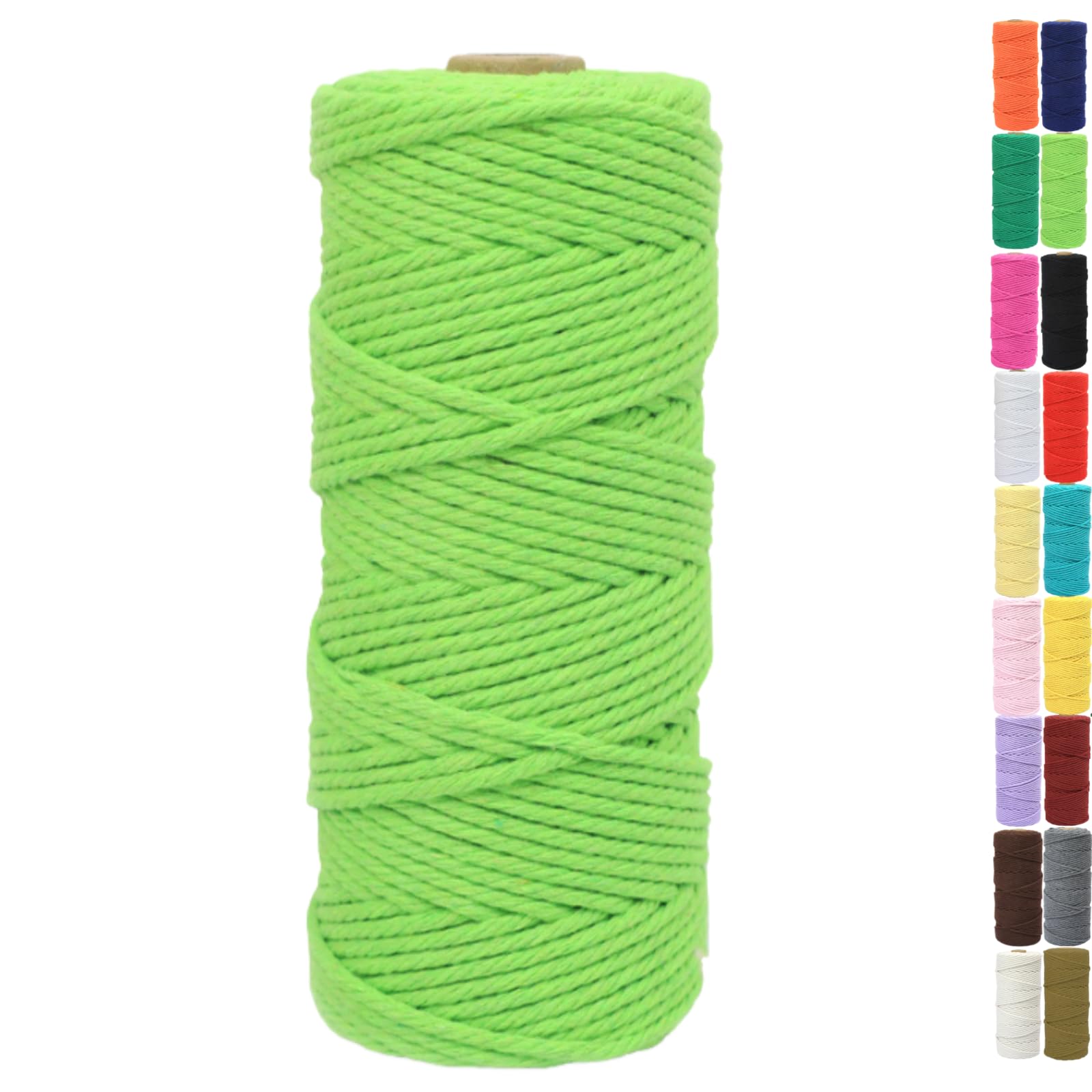 Binwat Natural Macrame Cotton Cord String Dyed Cotton Rope Macrame Yarn Craft Cord for DIY Crafts Knitting Plant Hanger Christmas Wedding Decor (Grass Green, 2mm*100m)