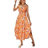 VOTEPRETTY Womens Summer Maxi Dresses 2026 Tie Front Beach Vacation Sundress Hawaiian Tropical Outfit Floral Sundress