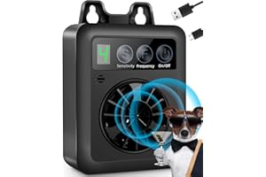 AUBNICO Anti Barking Device, Rechargeable Dog Barking Control Device, 50FT Ultrasonic Dog Bark Deterrent Devices Bark Box Outdoor/Indoor, 4 Levels Stop Barking Neighbors Dog Silencer Safe Behavior Training
