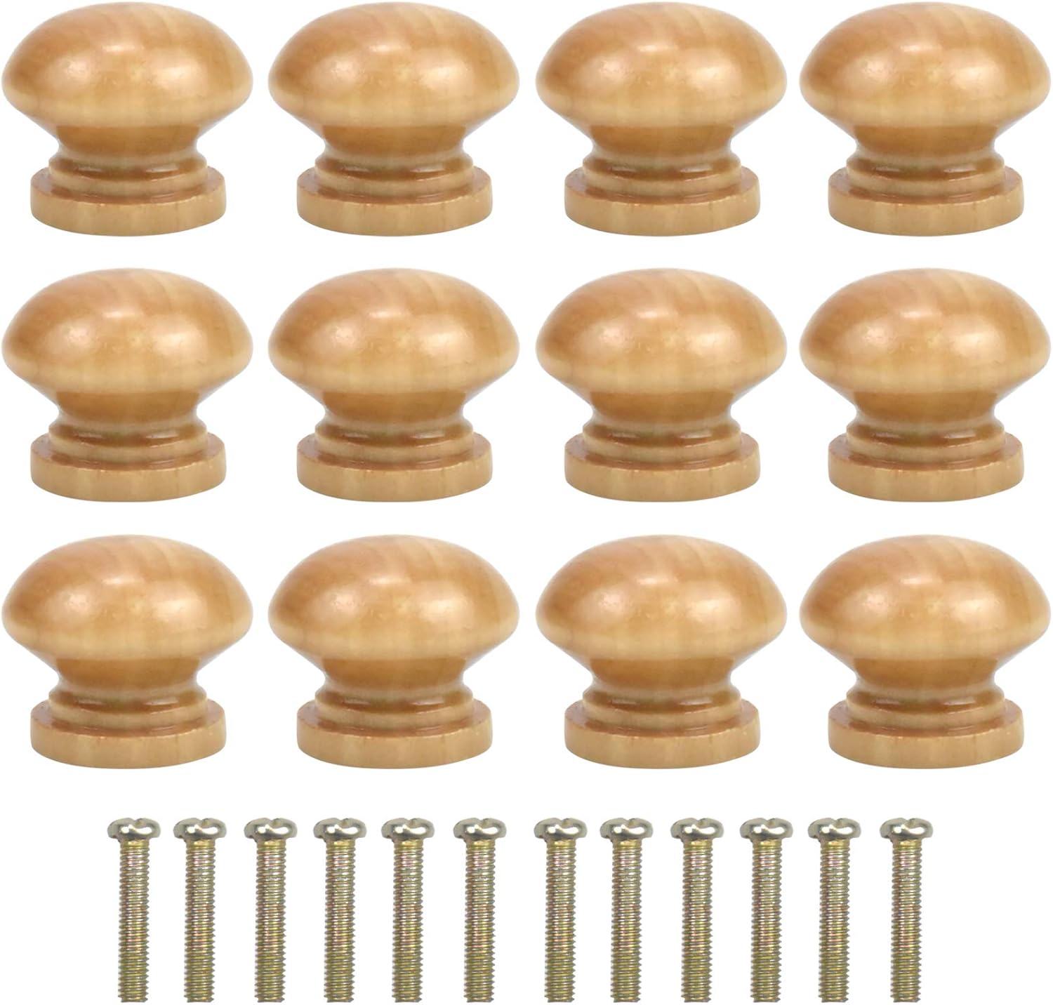 Jinlaili 12PCS Wooden Cabinet Knobs, 28MM Round Vintage Drawer Pulls