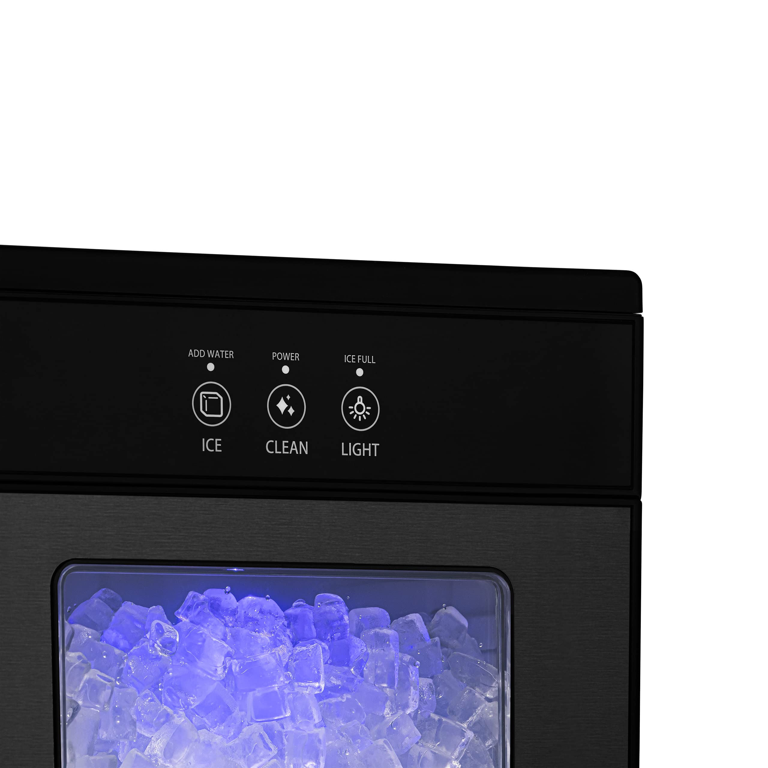 Newair Nugget Ice Maker Countertop - 44lbs/Day, Countertop Sonic Ice Machine, Self-Cleaning & Refillable Water Tank, Pebble Ice Maker, Ideal for Home Office, Kitchen or Bar | Black Stainless Steel