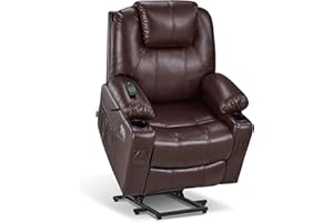 MCombo Electric Power Lift Recliner Chair Sofa with Massage and Heat for Elderly, Massage Chair with 3 Positions, Cup Holders