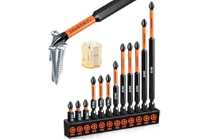 COMOWARE 12pcs Phillips Head Drill Bits #2, S2 Steel 1/4" Hex Bit Set, Anti Slip Screwdriver Bits, 1-6" Length, CNC Tip Magnetic Drill Bit, Impact Hex Bitss Sets For Electronic Devices Disassembly