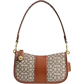 COACH Mini Signature Jacquard Swinger 20, Cocoa Burnished Amb