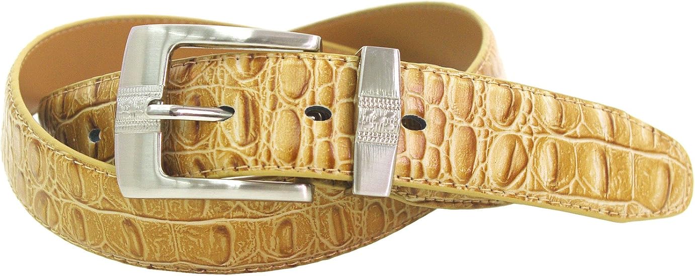 Amazon ベルト専門店のbelton 型押しクロコ柄のゴルフベルト メンズ レディース Pilaludo ブラウン ベルト 通販