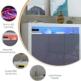 Panana High Gloss 3 Door Sideboard with LED Lights Grey 51.18 in Wide view 3