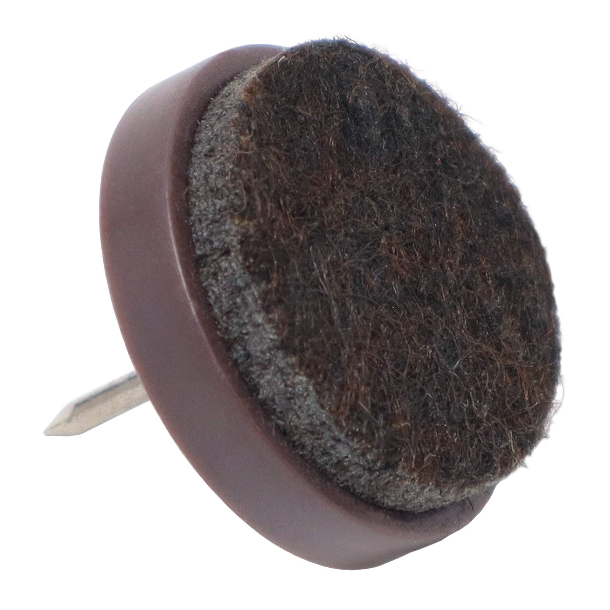 Adsamm® / 16 x Felt-pads with nail | Ø 0,94'' (Ø 24 mm) | brown | round | Premium quality furniture sliders with nail by Adsamm®