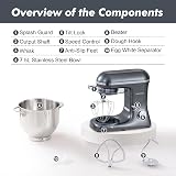Aucma Stand Mixer 7.5L 1400W with Bowl Beater Hook Whisk Grey view 3