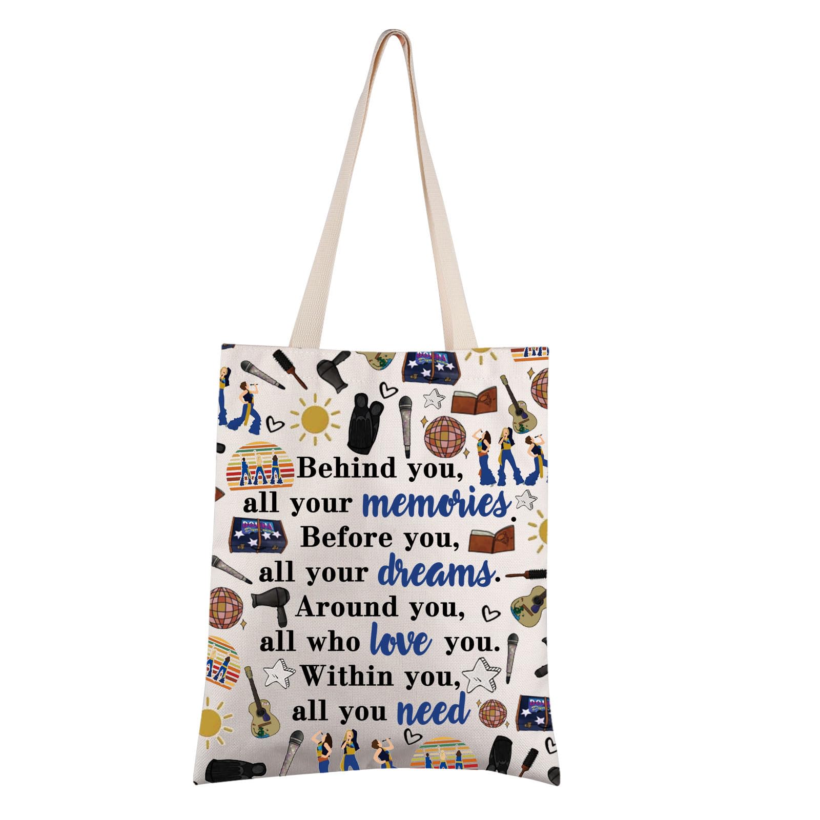 FEELMEM Mama Mia Musical Gift Behind You All Your Memories Mamma Broadway Musical Tote Bag For Mamma Fans