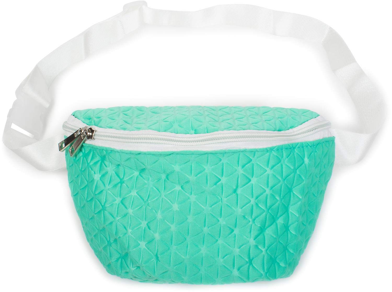 styleBREAKER Women bumbag with Embossed Look Geometric Pattern, Zip, Belt Bag, Hip Bag 02012253, Color:Mint