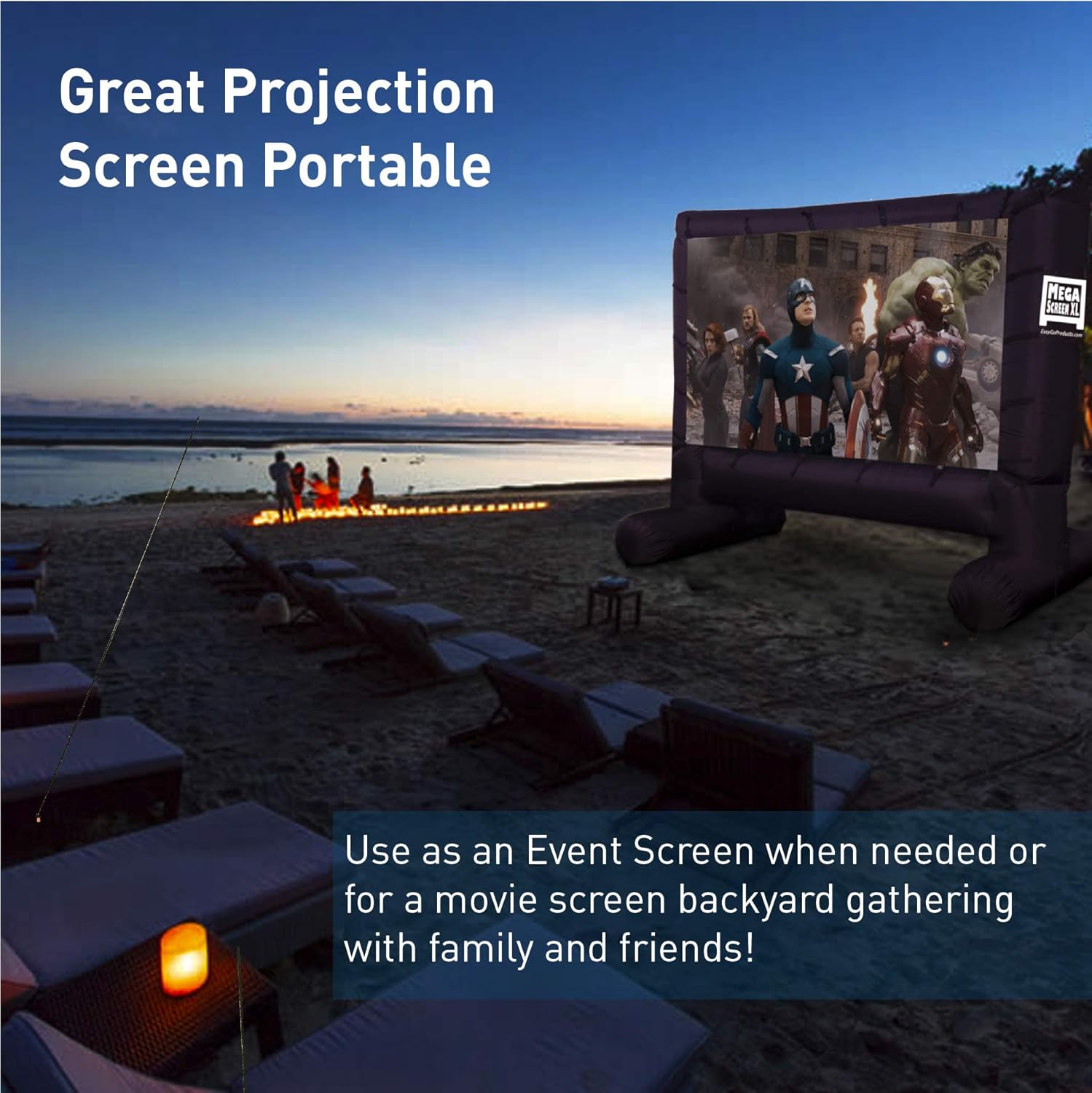 EasyGo Products 14' Inflatable Mega Movie Screen - Canvas Projection Screen for Outdoor Parties - Movie Cinema is Guaranteed to Thrill and Excite. Includes Inflation fan, Tie-Downs and Storage bag : Office Products