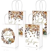 AnyDesign 12Pcs Fall Leaves Thank You Gift Bags with Handle Autumn Maple Leaves Paper Bag Foil Gold Autumn Goodie Bag for Fall Thanksgiving Wedding Birthday Party Favor Supplies, 5.9 x 8.3 x 3.2 In