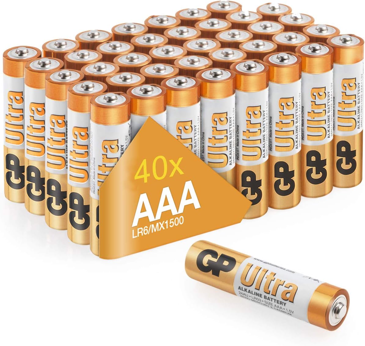 Ultra Alkaline Triple A Batteries, Long Lasting Power, Ideal for Camera Alarm & Industrial Use, 10-Year Shelf Life