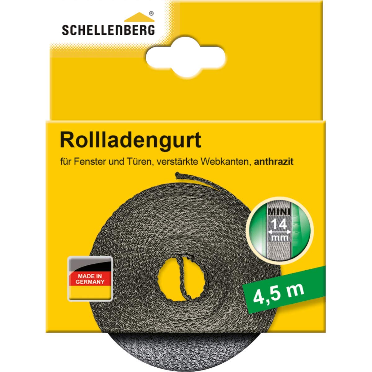 Schellenberg 44510 Roller Shutter Belt 14 mm x 4.5 m Mini System Roller Shutter Belt Anthracite