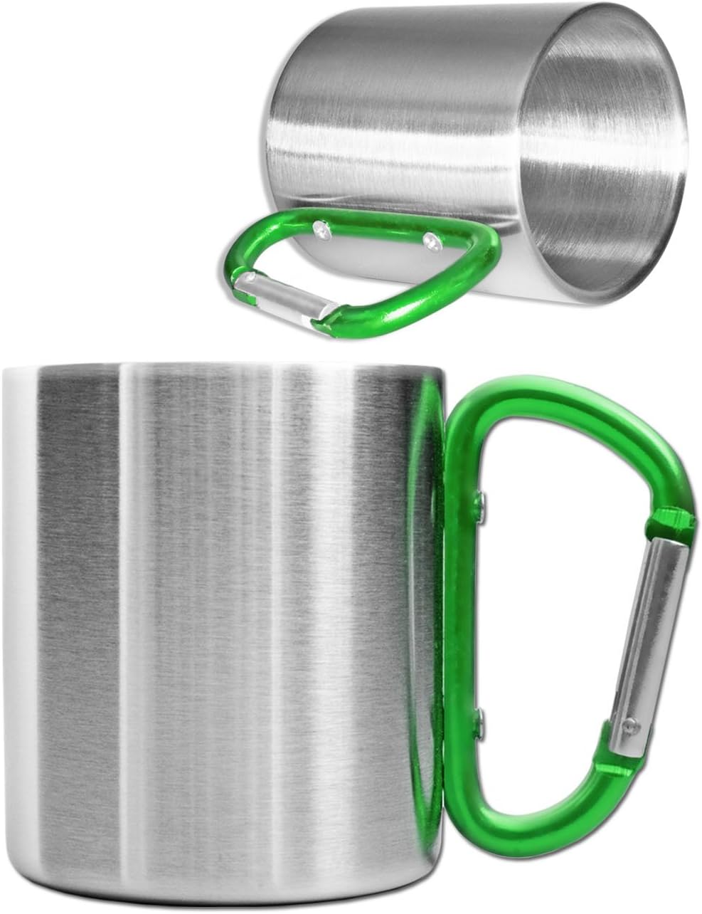 Outdoor Saxx Quart Drinking Cup Camping Cup Compact Lightweight 200ml Screw Handle Green Stainless Steel Carabiner for Hiking Trekking Work - Image 3