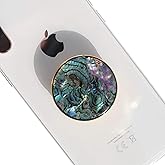 On The Grip Universal Phone Grip & Stand, Genuine Natural Gemstone/Seashell, Strong Adhesive Finger Holder, Collapsible Socket for iPhone, Samsung Galaxy, Kindle and Tablets (Black Fresh Water)