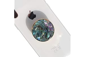 DALSTONE Authentic Natural Sea Shell Mother of Pearl Expandible Collapsible Mobile Phone Grip Stand Holder for Smartphone Tablet Cell Phone Accessory (Black Fresh Water)