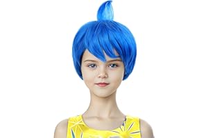 morvally Kids Girls Short Blue Costume Hair Wig for Children Halloween Costume Anime Cosplay (Kids)