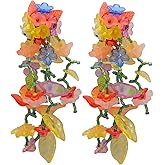 Rainbow Acrylic Flower Tassel Earrings for Women Handmade Colorful Leaf Flower Statement Earring Exaggerated Bead Rainbow Floral Dangle Earring for Boho Beach Jewelry