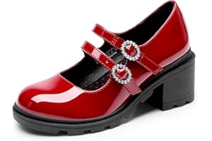DREAM PAIRS Mary Jane Shoes for Girls Platform School Uniform Party Chunky Dress Heel Double Straps Flats for Little Big Kid