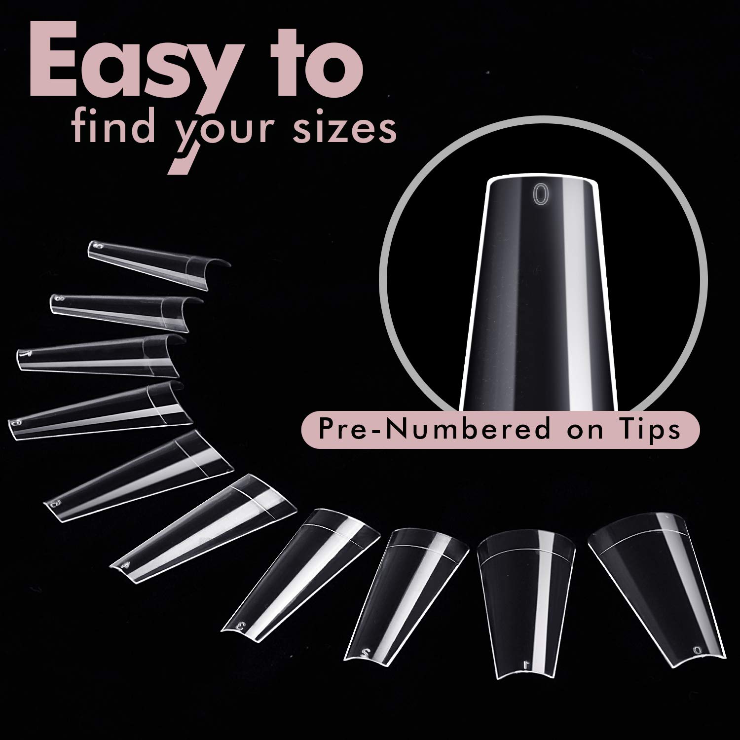 Clear Acrylic Nail Tips - Coffin Nail Tips BTArtbox 500pcs Artificial Ballerina shaped Fake Nails Half Cover False Nail with Case for Nail Salons and DIY Nail Art, 10 Sizes: Beauty