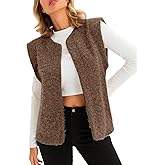 Tankaneo Womens Fuzzy Fleece Vest Lightweight Sleeveless Open Front Sherpa Jacket Fall Warm Outerwear