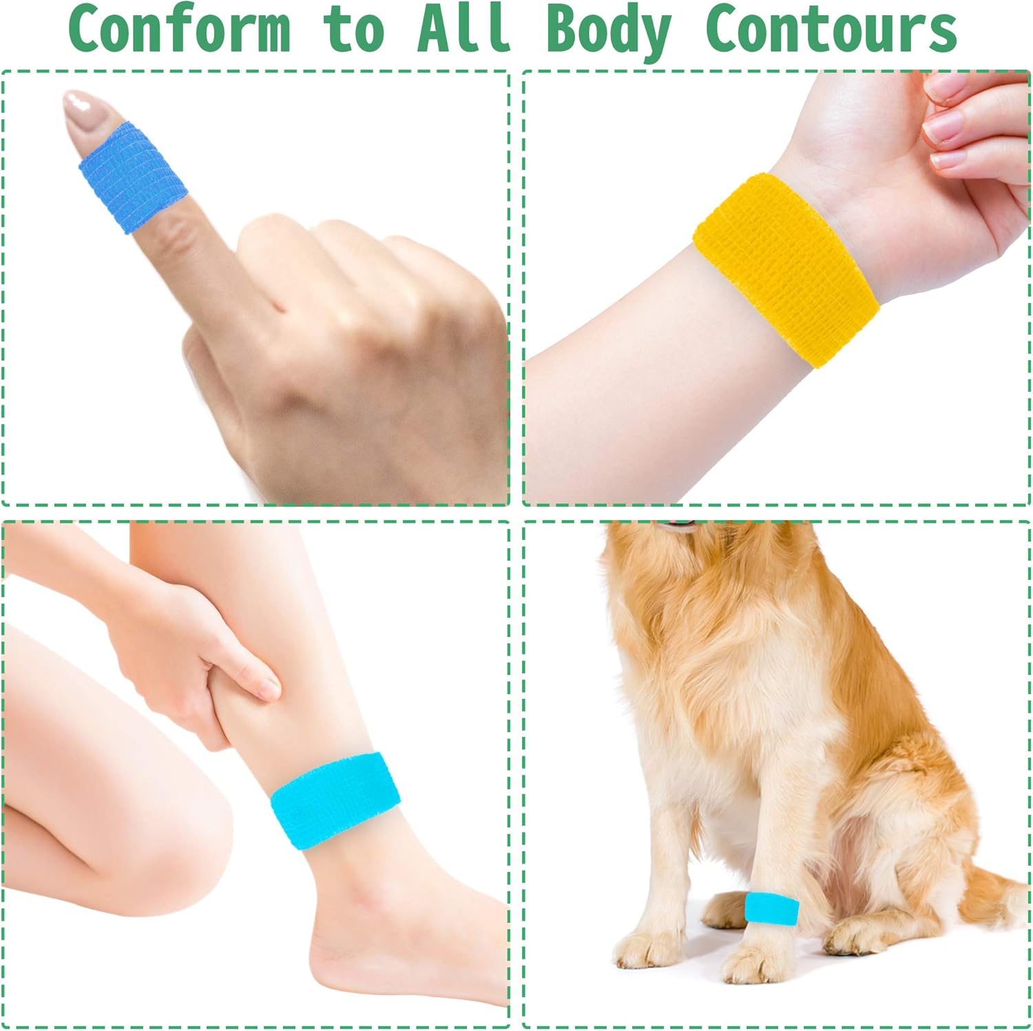 24 Pack Self Adherent Cohesive Wrap Bandages 1 Inches X 5 Yards, First Aid Tape, Elastic Self Adhesive Tape, Athletic, Sports wrap Tape, Bandage Wrap for Sports, Wrist, Ankle (Rainbow Color): Health & Personal Care