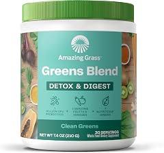 Amazing Grass Greens Blend Detox and Digest Clean Greens, 30 Servings | Organic Greens Blend Smoothie Mix with Digestive Enzy