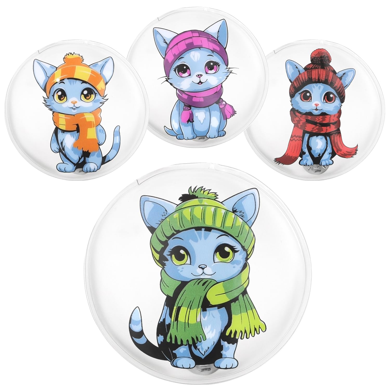 COM-FOUR® 4x reusable pocket warmers - hand warmers with cat motif - heat pad for cold days and for on the go - heat kink cushion (04 pieces - cat white)