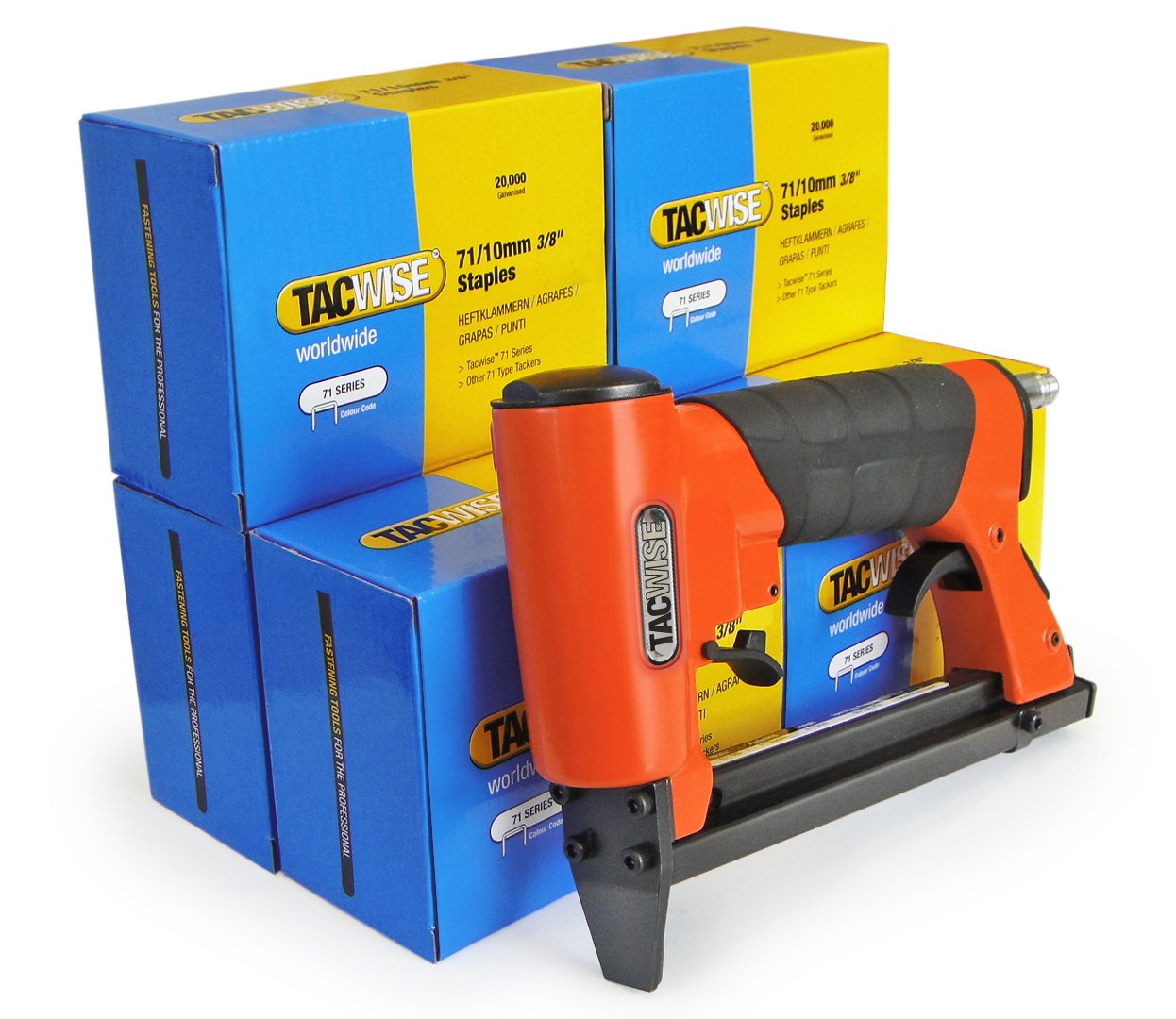 Tacwise 1190 A7116V Upholstery Air Stapler Bundle with 120,000 x 10mm Staples, Uses Type 71 / 4 - 16 mm Staples