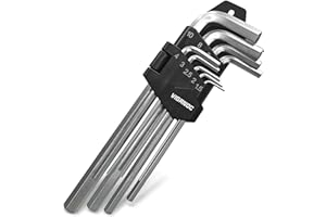 Viganoc Allen Hex Key Set, 9-Piece, L-Shape, Chrome Vanadium Steel, 1.5-2-2.5-3-4-5-6-8-10 mm