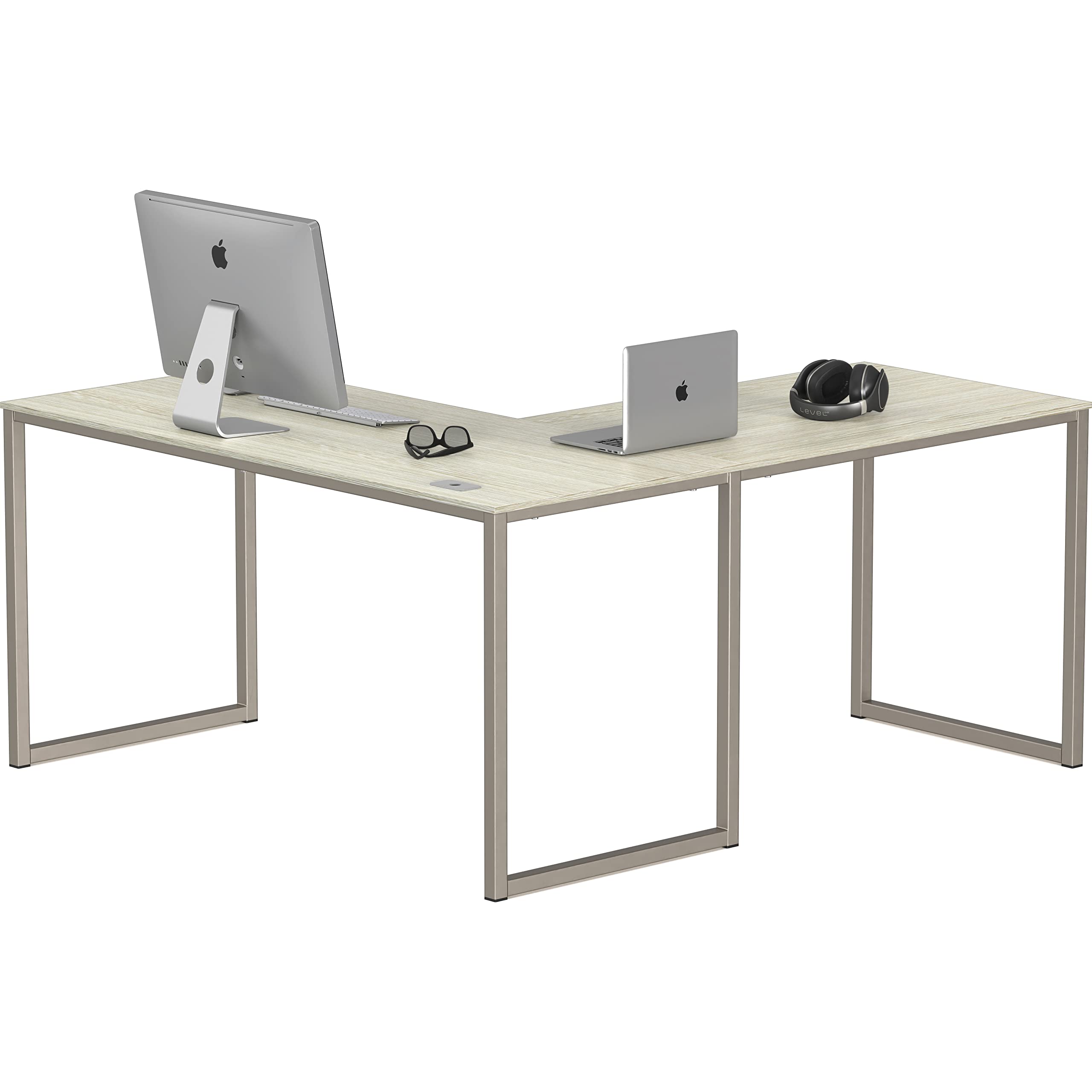 Photo 1 of SHW Mission 55 x 60 Inches L-Shape Home Office Computer Desk, Maple