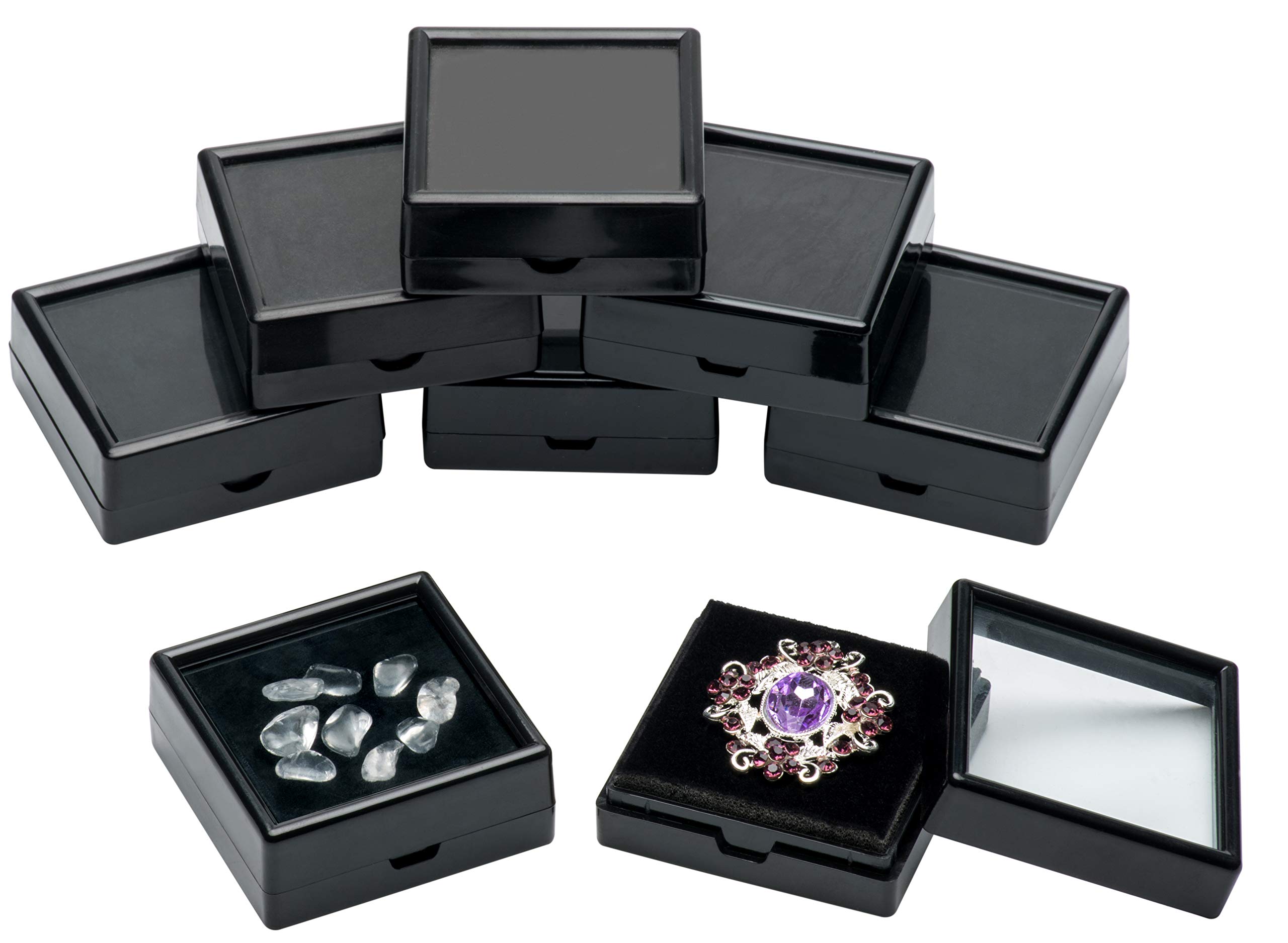 POKOFO 8 PCS Loose Gemstone Display Box Jewelry Box Container with Glass Top Lids for Gems, Diamond,Diameter 50 mm