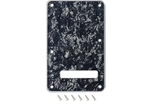 Banworks Electric Guitar 4 Ply Backplate 6-Hole Trem Tremolo Cover for USA/Mexican Fender Standard Strat ST JT/HGB-01 Black Pearl