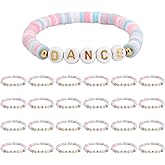 Mikovivi 24pcs Polymer Clay Dance Bracelets, Elastic Dance Beaded Bead Bracelets Ideal Women Dancer Ballerina Jewelry Gifts and Birthday Recital Party Favors Dancing Friendship Competition Prizes