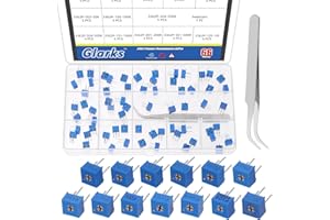 Glarks 65pcs 13 Values 3362P 1K-500K/100M-500R 1M Ohm Trimmer Potentiometer Kit, Variable Trimmer Resistor with 1pcs Tweezers