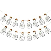 Tequila Bottle Banner (16pc, 12ft Gold String) 21st Birthday Decorations, Moo Moos and Margaritas Margs and Matrimony Garland Bachelorette Party Decor