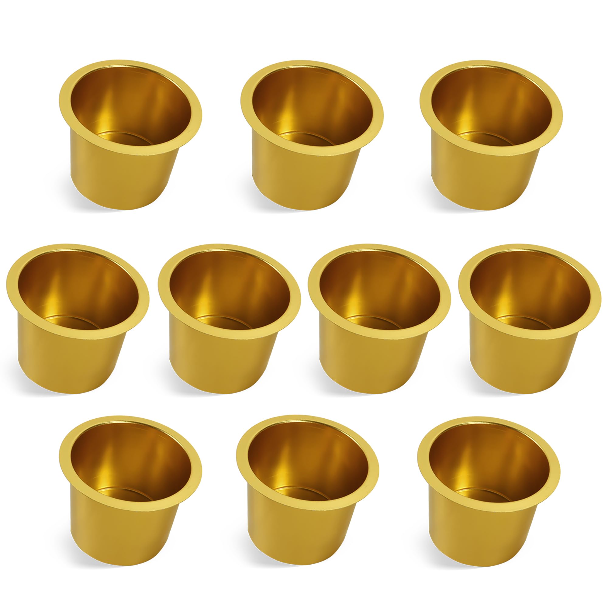 Photo 1 of GSE Games & Sports Expert Jumbo Aluminum Cup Holder, Drop-in Cup Holder for Casino Poker Tables, Work Desks, Boats, RVs, Cars & Trucks (Gold, 10-Pack)
