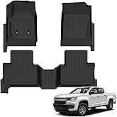 Floor Mats for Chevrolet Chevy Colorado Crew Cab 2015-2022 and for GMC Canyon Crew Cab 2015-2022, TPE Waterproof Non-Slip All Weather Protection Custom